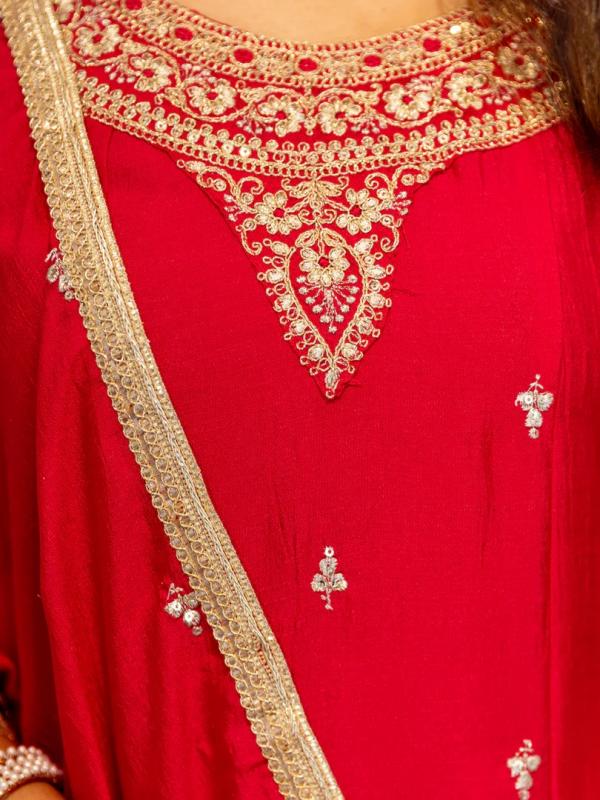 VP 9718 R Elegant Ready to Wear Anarkali Kurta Set in Soft Silk Blend with Embroidered Dupatta and Perfect Fit